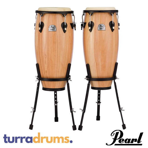 Pearl Primero 10" & 11" Wood Conga Set with Basket Stands (PWC-201SN-511)