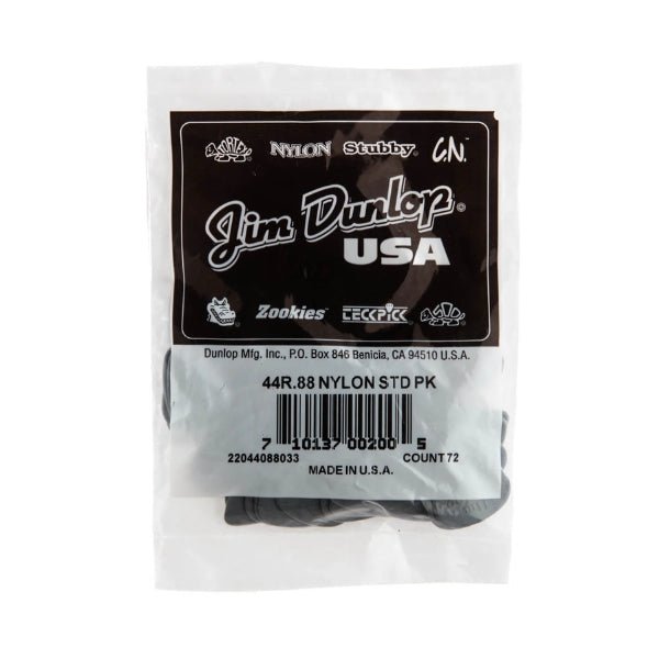 Jim Dunlop Nylon Standard Guitar Picks 0.88mm Bulk 72 Pack pack front