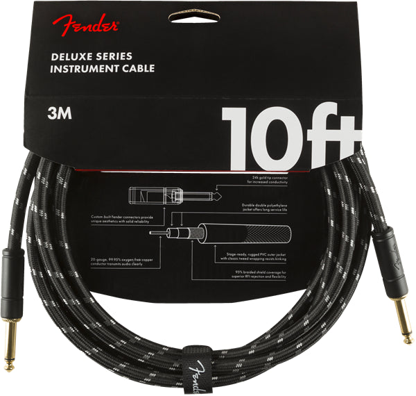 Fender Deluxe Series Instrument Cable 10ft - Black Tweed