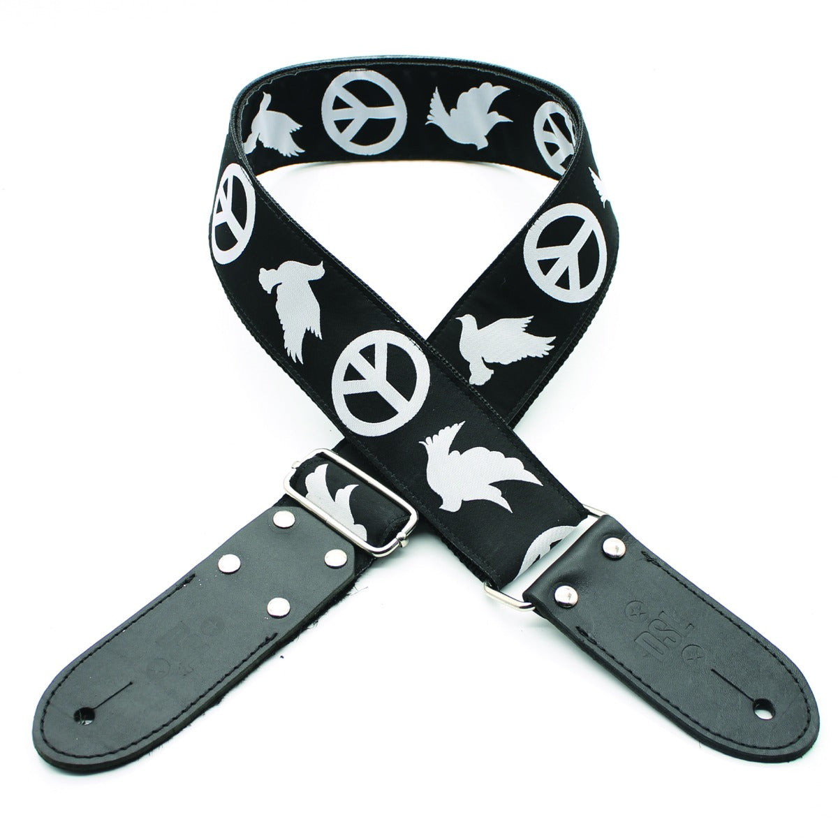 DSL Jacquard Weaving Peace Black Guitar Strap