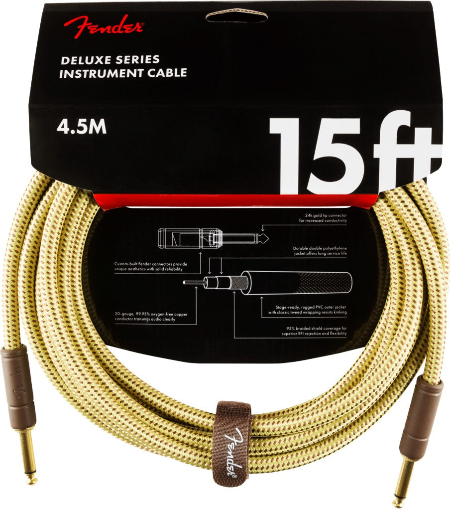 Fender Deluxe Series Instrument Cable 15ft - Tweed